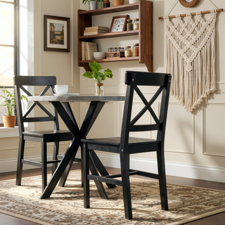 Sunvega Modern Farmhouse Cross Back Dining Chairs Set of 2 for Kitchen