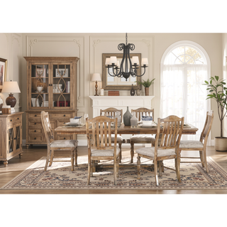 Sunvega Traditional Farmhouse Style Wheat Finish Textured Fabric Upholstered Side Chairs Set of 2