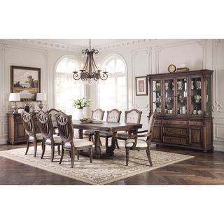 Sunvega Weathered Oak and Beige Finish Sheraton Shield Back Dining Side Chair