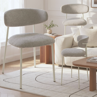 Sunvega Modern Light Gray Upholstered Side Chair with Padded Seat and Back