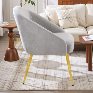 Sunvega Gold Metal Legs and Silver Velvet Upholstery for a Stylish Accent Chair