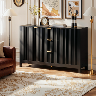 Sunvega Sideboard with Artistic Wave Design and Adjustable Shelves for Living Room
