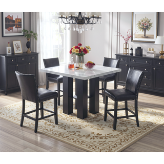 Sunvega Counter Height Upholstered PU Chair with Chrome Nailhead Trim and Footrest