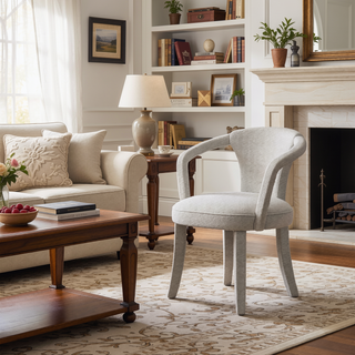 Sunvega Mid-Century Modern Tweed Upholstered Armchair for Dining and Living Room