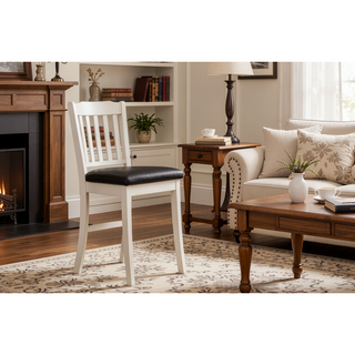 Sunvega White and Dark Cherry Finish Counter Height Table with 2 Drop Leaves