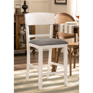 Sunvega 2pc Transitional Upholstered Counter Height Dining Chair Bar Stools with Chalk Gray Finish