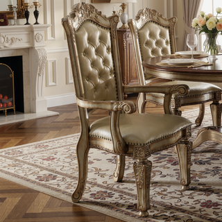 Sunvega Brown and Cherry Side Chair with Nailhead Trim and Floral Motif