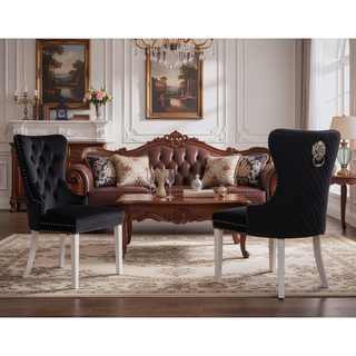 Sunvega Traditional Style Stainless Steel Chair with Plush Velvet Upholstery
