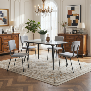 Sunvega Modern Minimalist Upholstered Dining Side Chair with Slim Lines and Grey Fabric