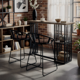Sunvega Brown and Black Synthetic Leather Counter Height Chair with Sled Base