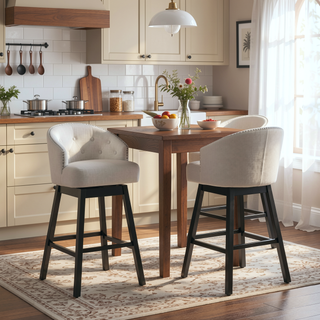 Sunvega 360 Swivel Upholstered Counter Stools Set of 2 with Backrest and Footrest