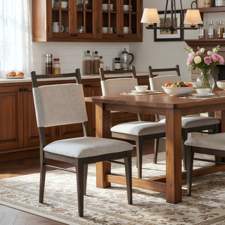 Sunvega Dark Walnut Contemporary Side Chairs with Polyester Upholstered Seat Set of 2