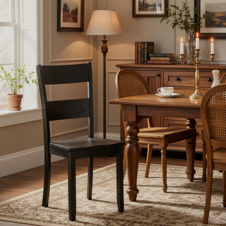 Sunvega Distressed Walnut Ladder Back Side Chairs with Tapered Legs Set of 2
