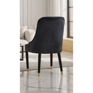 Sunvega Contemporary Gray Upholstered Dining Chairs with Gold Accent and Rounded Back