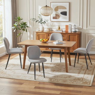 Sunvega Upholstered Dining Chairs with Soft Suede-Style Fabric and Metal Legs Set of 4