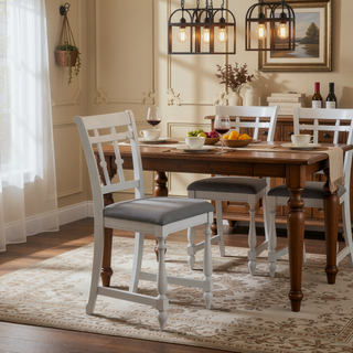 Sunvega Gray Slat Back Barstools in Coastal Oyster Shell Set of 2