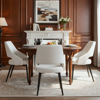 Sunvega Modern White Leatherette Upholstered Dining Chair with Steel Frame