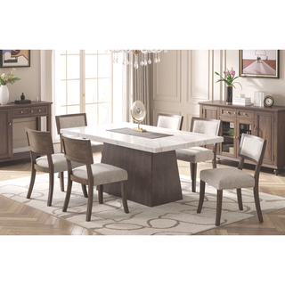 Sunvega Contemporary Dark Walnut and Light Gray Upholstered Side Chair Set of 2