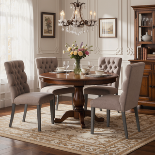 Sunvega Ash Velvet Upholstered Side Chair Set of 2 with Plump Foam Back and Gray Wood Legs