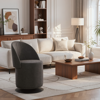 Sunvega Finch Contemporary Swivel Chair with Adjustable Backrest and Fabric Upholstery