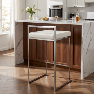 Sunvega Contemporary Stackable Counter Stools with Upholstered Padded Seats Set of 2