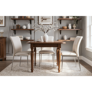 Sunvega Modern Faux Leatherette Side Chair Set of 2 with Soft White Upholstery