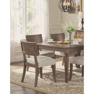 Sunvega Contemporary Dark Walnut and Light Gray Upholstered Side Chair Set of 2