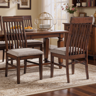 Sunvega Mango Oak Wood Dining Side Chairs Set of 2 with Foam-Padded Seats