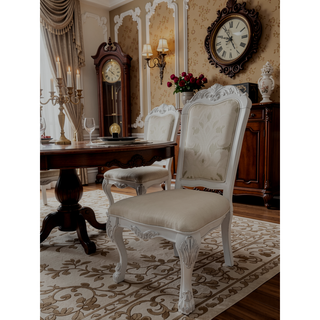 Sunvega Dresden Vintage Bone White Finish Nightstand with Two Spacious Felt-Lined Drawers