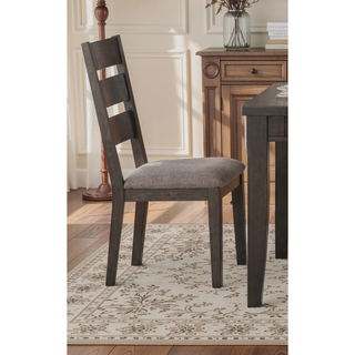 Sunvega Transitional Wood Frame Side Chairs 2pc Set with Gray Polyester Upholstery