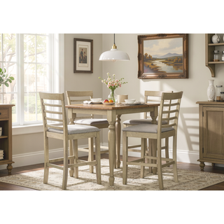 Sunvega Contemporary Gray Finish Rectangular Dining Table Seating Six