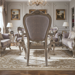 Sunvega Tufted Side Chairs with Antique Platinum Finish and Scrollwork (Set of 2)