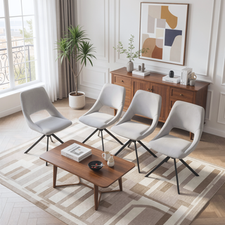Sunvega Modern PU Leather Swivel Dining Chairs Set of 2 with Auto-Return and High Back