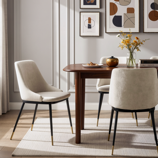 Sunvega Contemporary Velvet Upholstered Chair with Black Metal Frame and Gold Accents Set of 2