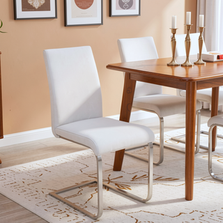 Sunvega Contemporary Faux Leather Upholstered Dining Chair with Metal Base Set of 2