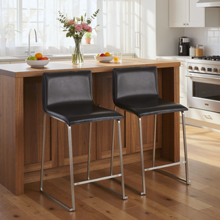 Sunvega Modern Counter Stool with Faux Leather Upholstery and Metal Base