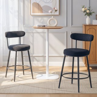Sunvega Ergonomic High Back Bar Chairs with White Fabric Cushions and 35.5 Inch Total Height