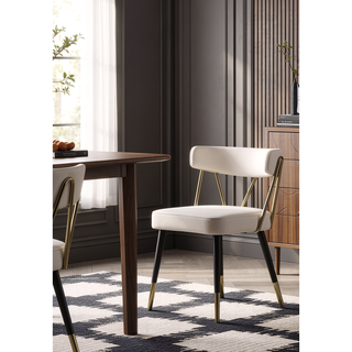 Sunvega Stylish Velvet Dining Chairs with Gold Trim and Padded Seat Set of 2