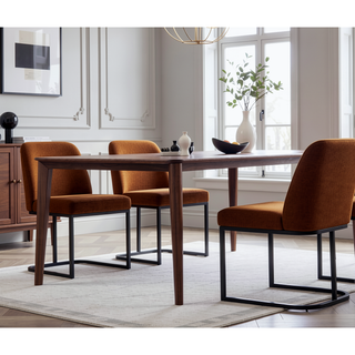 Sunvega Modern Upholstered Faux Leather Dining Chair with Black Metal Base