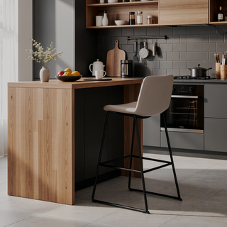 Sunvega Modern Taupe Leather-Look Bar Height Chair for Standing Desk