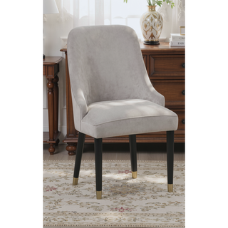 Sunvega Contemporary Gray Upholstered Dining Chairs with Gold Accent and Rounded Back