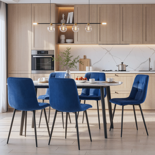 Sunvega Grey Velvet Dining Chairs Set of 2 with Metal Legs for Kitchen and Living Room
