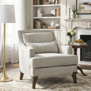 Sunvega Upholstered Arm Chair with Welting and Removable Cushions on Solid Wood Legs