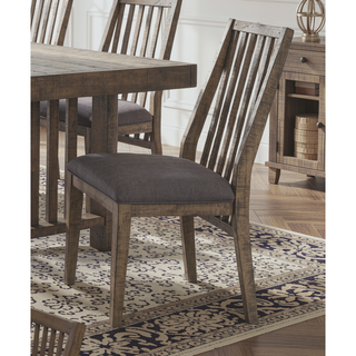 Sunvega Natural Weathering Look Wooden Side Chairs with Padded Fabric-Covered Seats