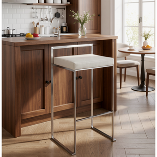 Sunvega Contemporary Stackable Barstool with Upholstered Padded Seat and Welded Frame