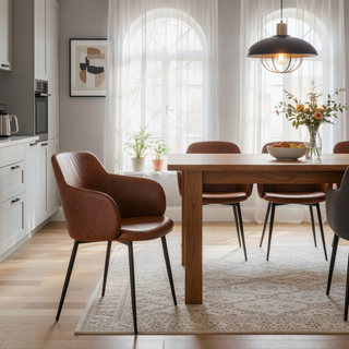 Sunvega Industrial Black Metal and Grey Noise Fabric Upholstered Dining Chair