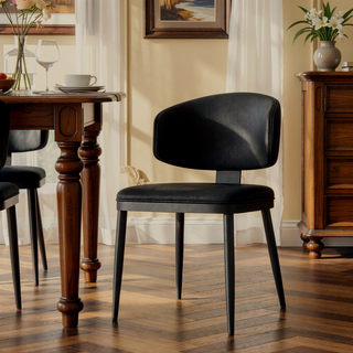Sunvega Modern PU Leather and Metal Dining Chairs Set of 2 for Kitchen Dining Room