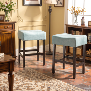 Sunvega Set of 2 Beige Backless Fabric Counter Height Barstools with Padded Seats