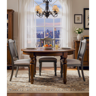 Sunvega Antique Gray Solid Wood Dining Chairs with Gray Fabric Cushion Seats