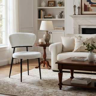 Sunvega Modern Upholstered Dining Chairs with Soft Seat and Metal Legs Set of 2 White